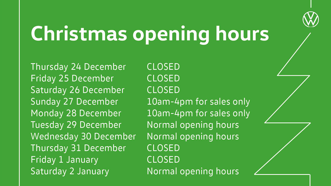 Breeze VW Christmas opening times
